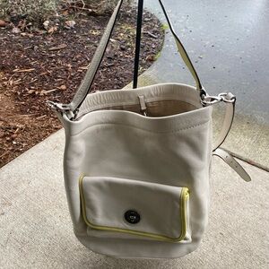 Coach Cream and Yellow Trim Shoulder Bag
